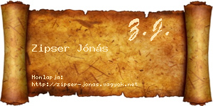 Zipser Jónás névjegykártya